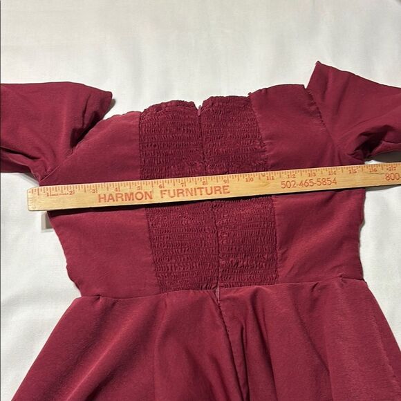 Chic Red A-Line Midi Dress with Sweetheart Scalloped Neckline - Picture 7 of 11